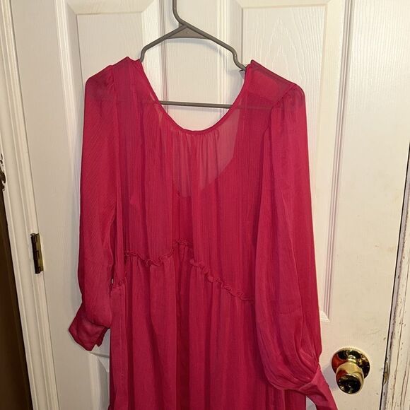 TopShop Premium TieredBrightPinkThrowOnMaxi DressNWOT XSmall. - Picture 3 of 12